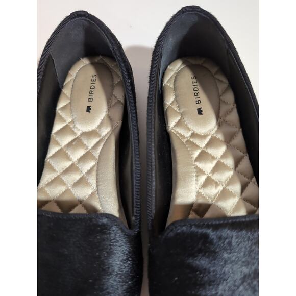 Birdies The Starling Black Calf Hair Fur Loafers Flats Size 6 With Dust Bag - Picture 11 of 13